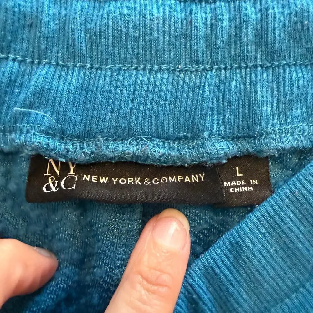 New York & Company Women’s teal green jogger pants, embellished material, Size L